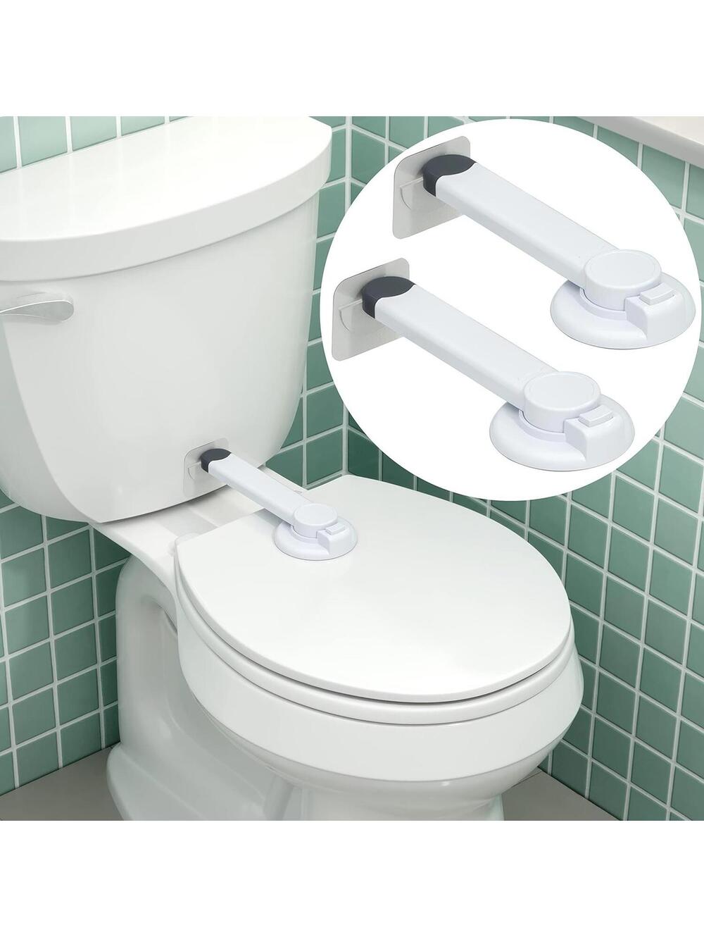 Baby Proofing Toilet Shut Lock, Toilet Lid Lock with Arm Pack of 2